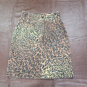 VINTAGE 1990s Prime Time Animal Leopard Print Womens Denim skirt  Sz 5